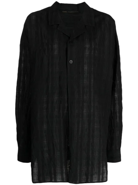 Forme D'expression semi-sheer long-sleeve shirt Black HS008OSLB