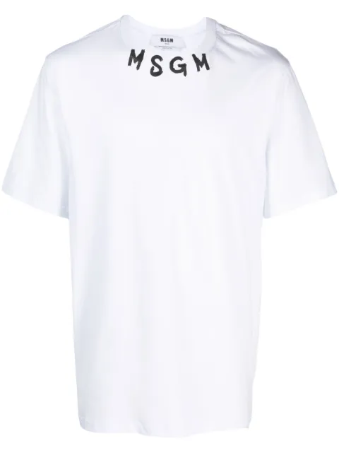 MSGM logo-lettering print cotton T-shirt White 3540MM103237798