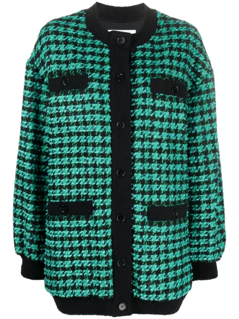 MSGM houndstooth-pattern tweed cardi-coat Black 3541MDH04237604