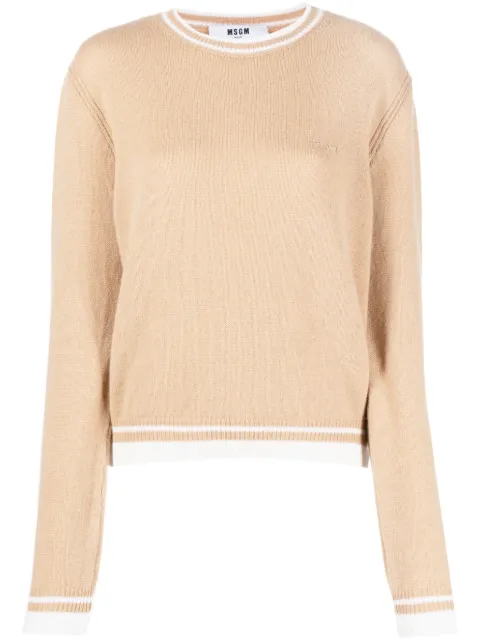 MSGM logo-embroidered round-neck jumper Brown 3541MDM273237787