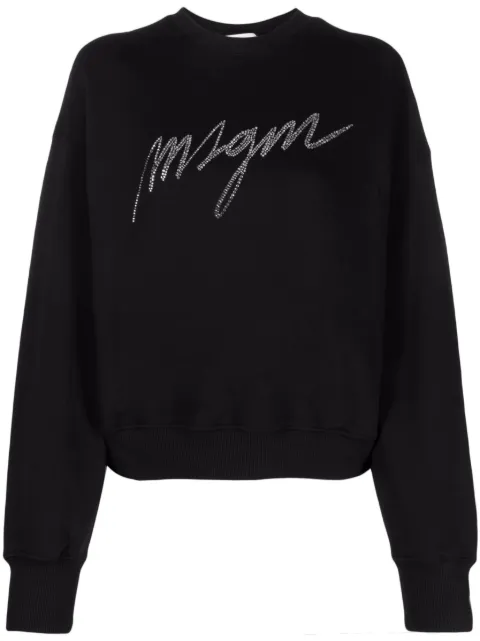 MSGM rhinestone-embelished sweatshirt Black 3541MDM133237799