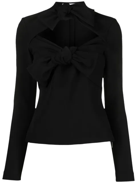 MSGM bow-detail long-sleeve top Black 3542MDM05237806