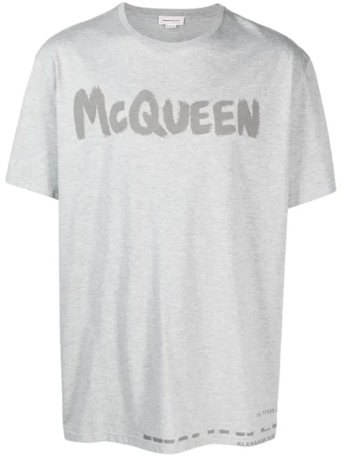 Alexander McQueen logo-print cotton T-shirt Grey 622104QVZ57
