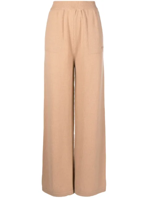 MSGM embroidered-logo knit trousers Brown 3541MDP190237787