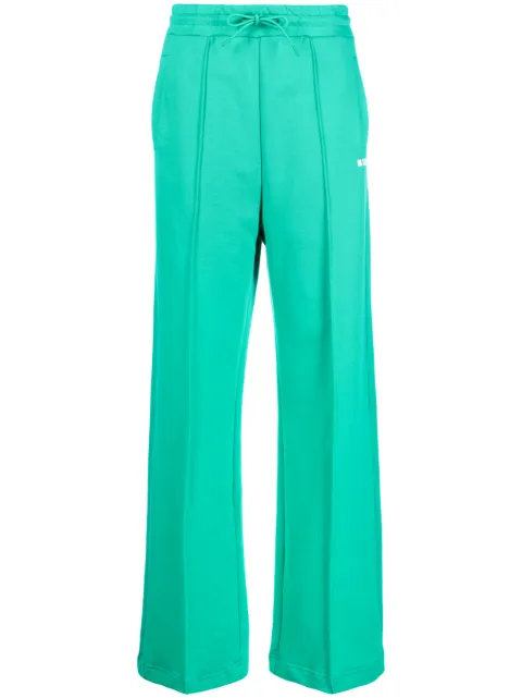 MSGM logo-print cotton track pants Green 3541MDP75237799