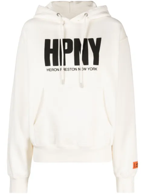 Heron Preston logo-print cotton hoodie White HWBB024C99JER003REGHPNY