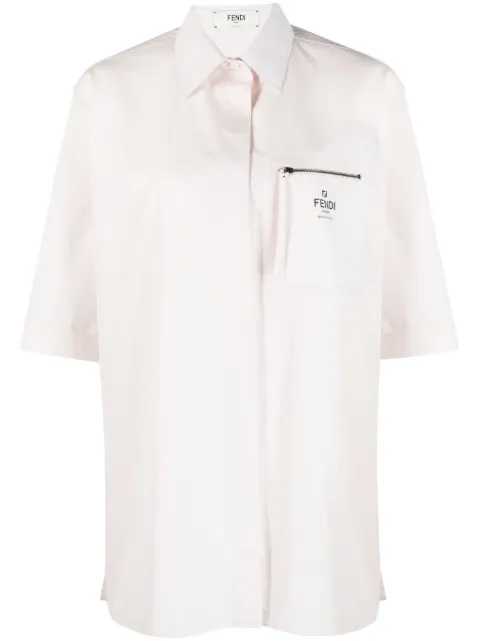 FENDI logo-print cotton shirt Pink FS8060AFLK