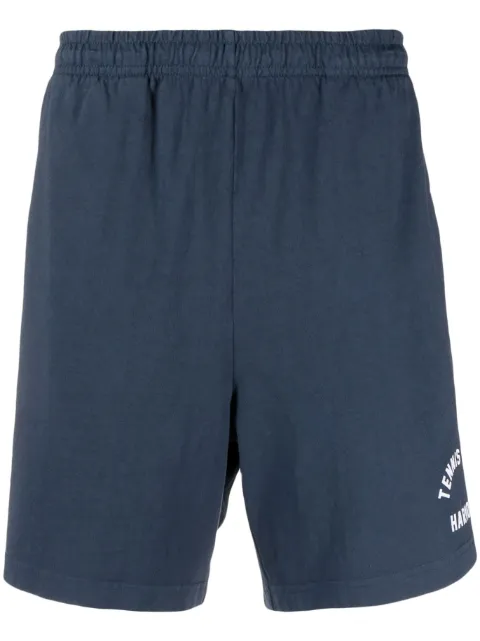 Harmony Paris logo-print cotton track shorts Blue BCO047HTR044