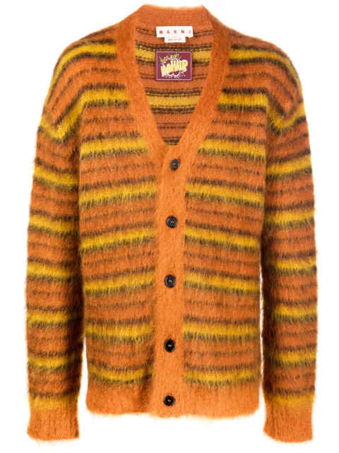 Marni striped V-neck cardigan Orange CDMG0051Q0UFU107