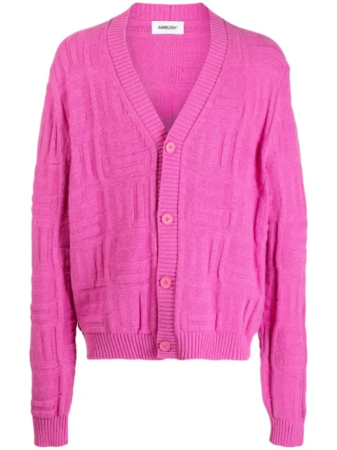 AMBUSH monogram-pattern knit cardigan Pink BMHB010S23KNI0013200
