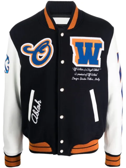 Off-White varsity patch bomber jacket Black OMJA122F23LEA0054723