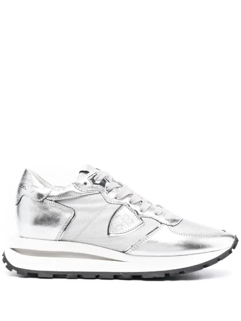 Philippe Model Paris leather-panelled low-top sneakers Silver TKLDM001