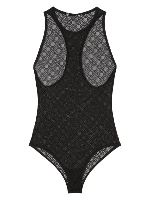 Palm Angels sheer-lace logo racerback body Black PWUD003F23FAB0011010