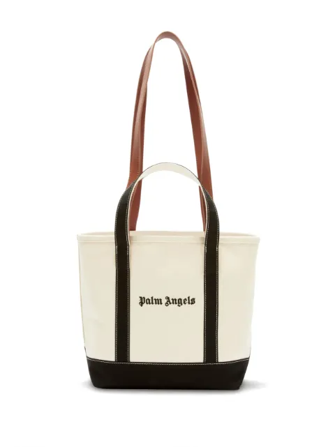 Palm Angels logo-print canvas tote bag Neutrals PWNA057F23FAB0010310