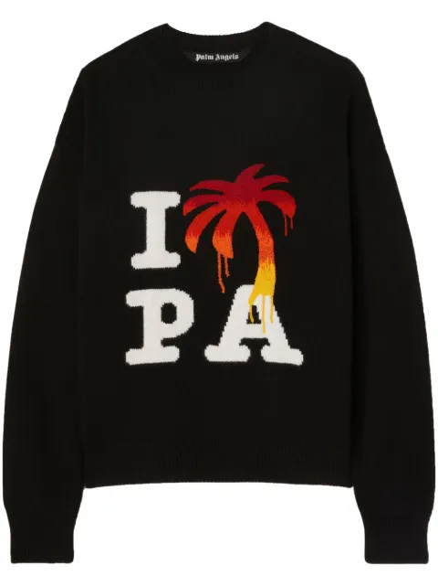 Palm Angels I Love PA knitted jumper Black PMHE054F23KNI0061025