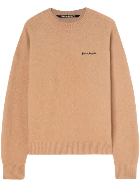 Palm Angels logo-embroidered wool-blend jumper Neutrals PMHE054F23KNI0056210