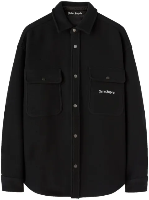 Palm Angels logo-embroidered twill shirt jacket Black PMES012F23FAB0021001