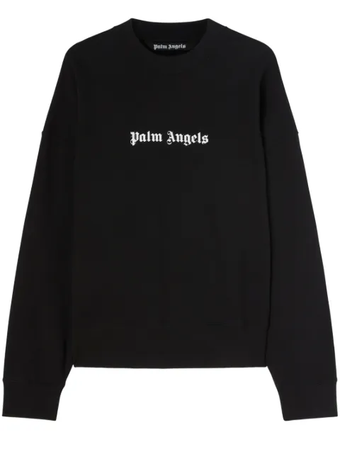 Palm Angels logo-print crew-neck sweatshirt Black PMBA074F23FLE0031001