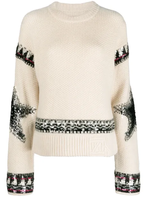 Zadig&Voltaire sequin-embellished cashmere jumper Neutrals KWSW01566