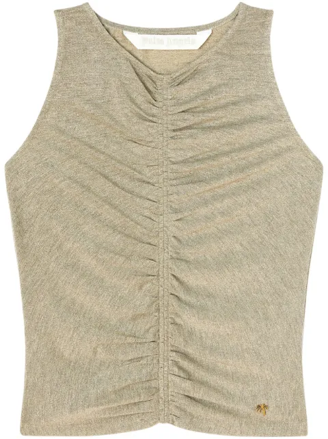 Palm Angels ruched lurex tank top Gold PWAD056F23FAB0027676
