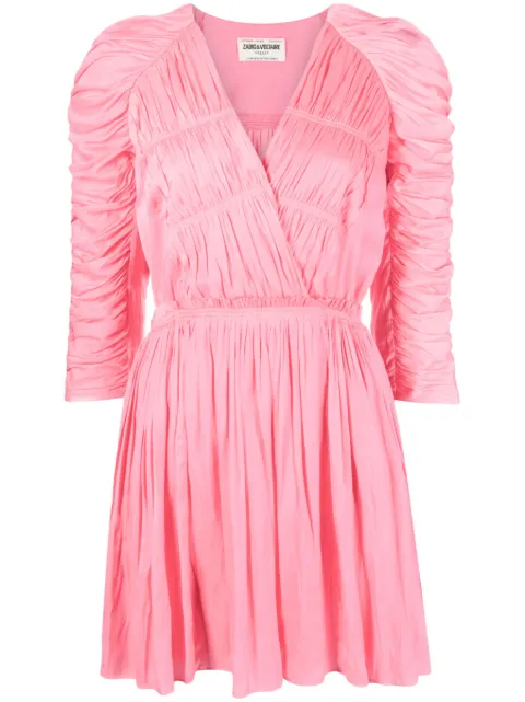 Zadig&Voltaire Realine gathered satin-finish minidress Pink WWDR01256