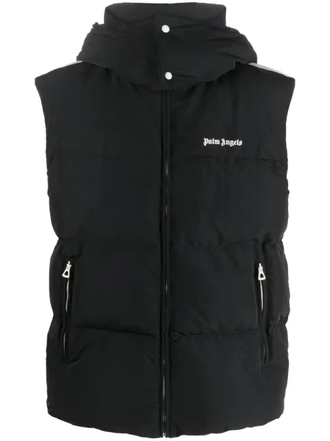 Palm Angels logo-embroidered puffer gilet Black PMED029F23FAB0011001