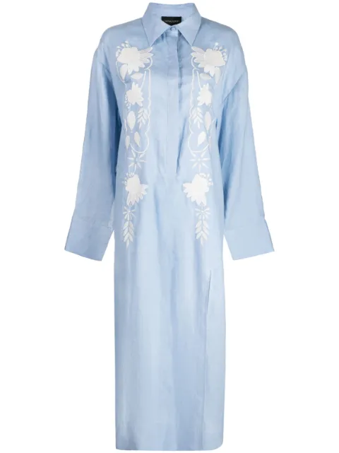 Cynthia Rowley floral-embroidered shirt dress Blue 23S1DR02HP