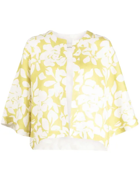 Bambah Lilly floral-print cotton bolero Green BMFW2335TB