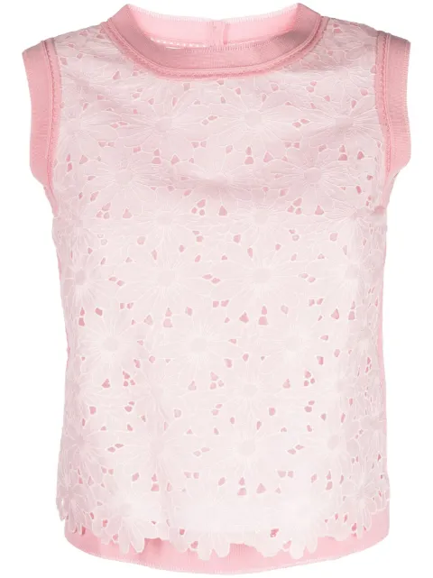 SHIATZY CHEN lace-detailing cotton top Pink 133124