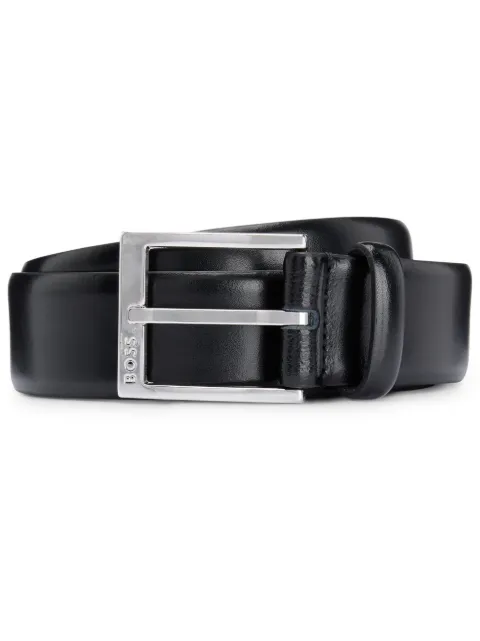 BOSS logo-engraved buckle leather belt Black 50482241