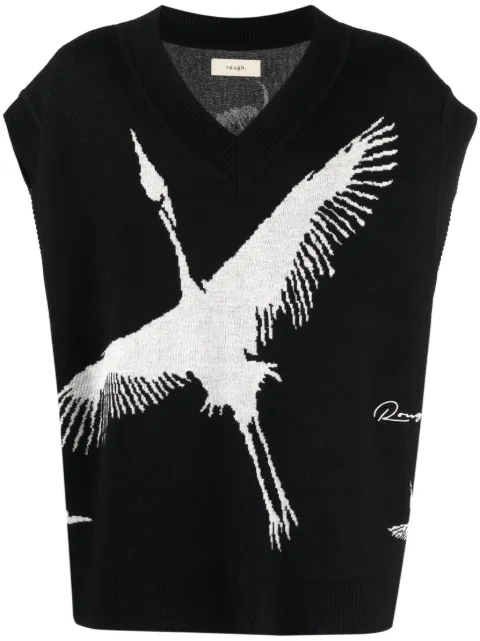 ROUGH. patterned intarsia-knit sleeveless jumper Black 251918151612418