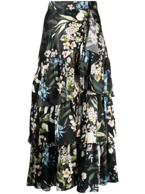 Bambah Gardenia ruffled midi skirt Blue BMFW2319TB