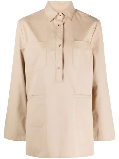 TOTEME long-sleeve twill shirt Neutrals 2335060264809