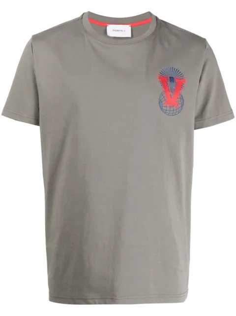 Ports V logo-embroidered T-shirt Grey VS23TE05