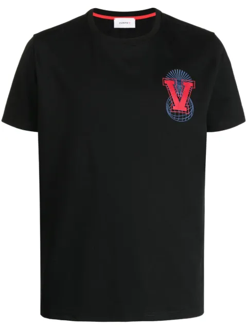 Ports V logo-embroidered T-shirt Black VS23TE05