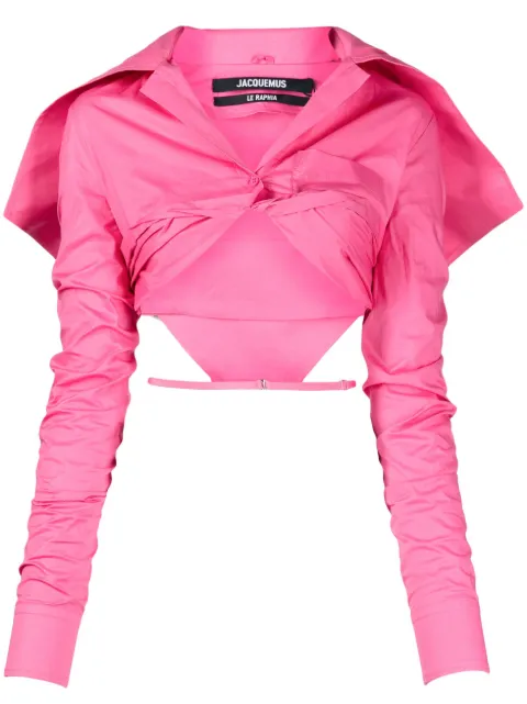 Jacquemus La Chemise Meio cropped shirt Pink 231SH0311326
