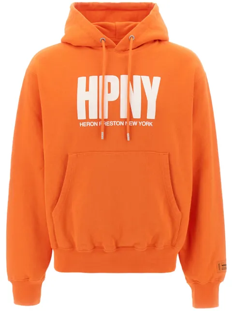Heron Preston HPNY print drawstring hoodie Orange HMBB024C99JER0042201