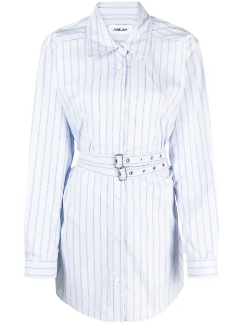 AMBUSH striped cotton-blend shirtdress Blue BWDB054F23FAB0014146