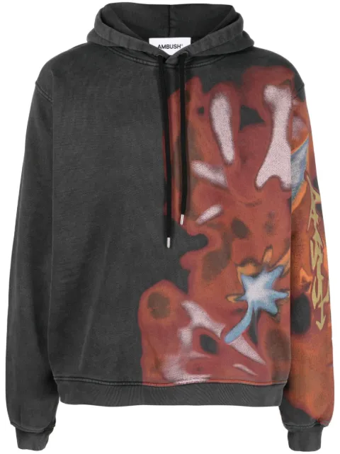 AMBUSH graphic-print cotton hoodie Black BMBB028F23FLE0011025