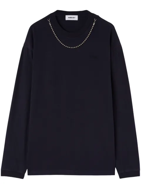AMBUSH chain-embellished cotton sweatshirt Blue BMAB026F23JER0014646