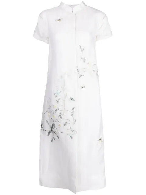 SHIATZY CHEN Renascent Collection floral-print coat White 132467