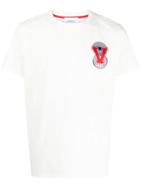 Ports V logo-embroidered T-shirt White VS23TE05