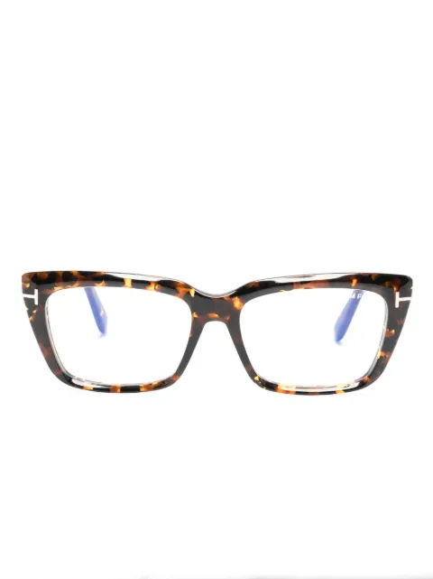 TOM FORD Eyewear tortoiseshell rectangle-frame glasses Brown FT5894B