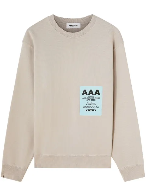 AMBUSH Pass-print cotton sweatshirt Neutrals BMBA033F23FLE0010601