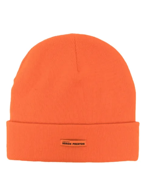 Heron Preston logo-tag wool beanie Orange HMLC006F23KNI0012200