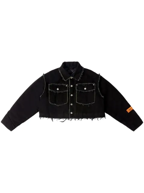 Heron Preston distressed cropped denim jacket Black HWYE013F23DEN0011000