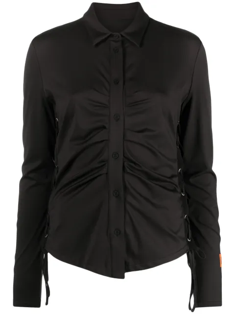 Heron Preston lace-up ruched shirt Black HWGE004F23FAB0011000