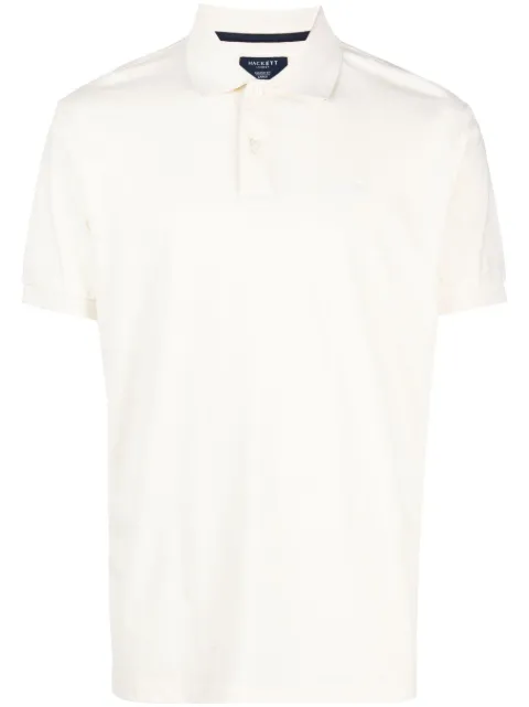 Hackett London logo-embroidered cotton polo shirt Neutrals HM562957