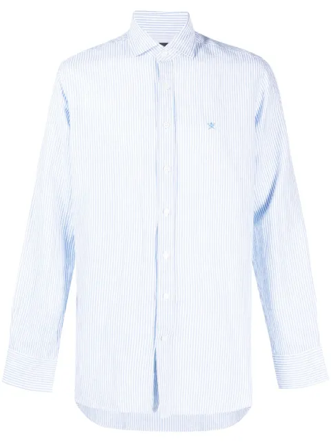 Hackett London Bengal stripe-pattern linen-blend shirt Blue HM309380