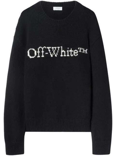 Off-White logo-intarsia wool jumper Black OMHE167F23KNI0021001